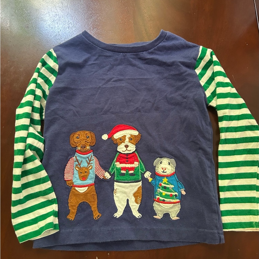 Mini Boden size 3/4 Christmas animals shirt